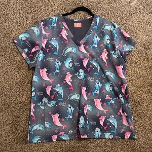 Women's Gray Shark Print Top